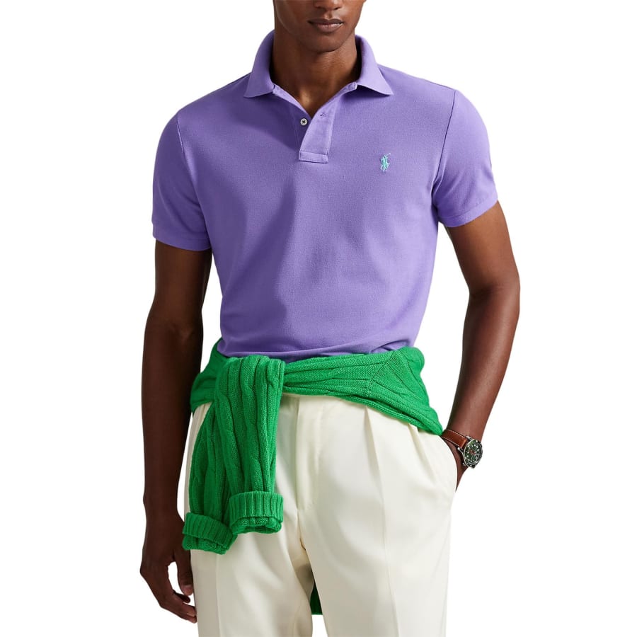 Ralph Lauren Custom Slim Fit Polo T Shirt Purple | Mainline